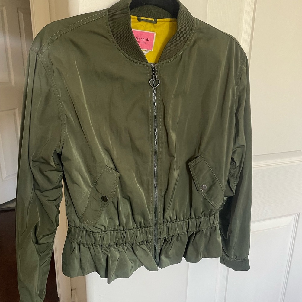 Kate Spade Green Bomber Jacket with Cinched Waist